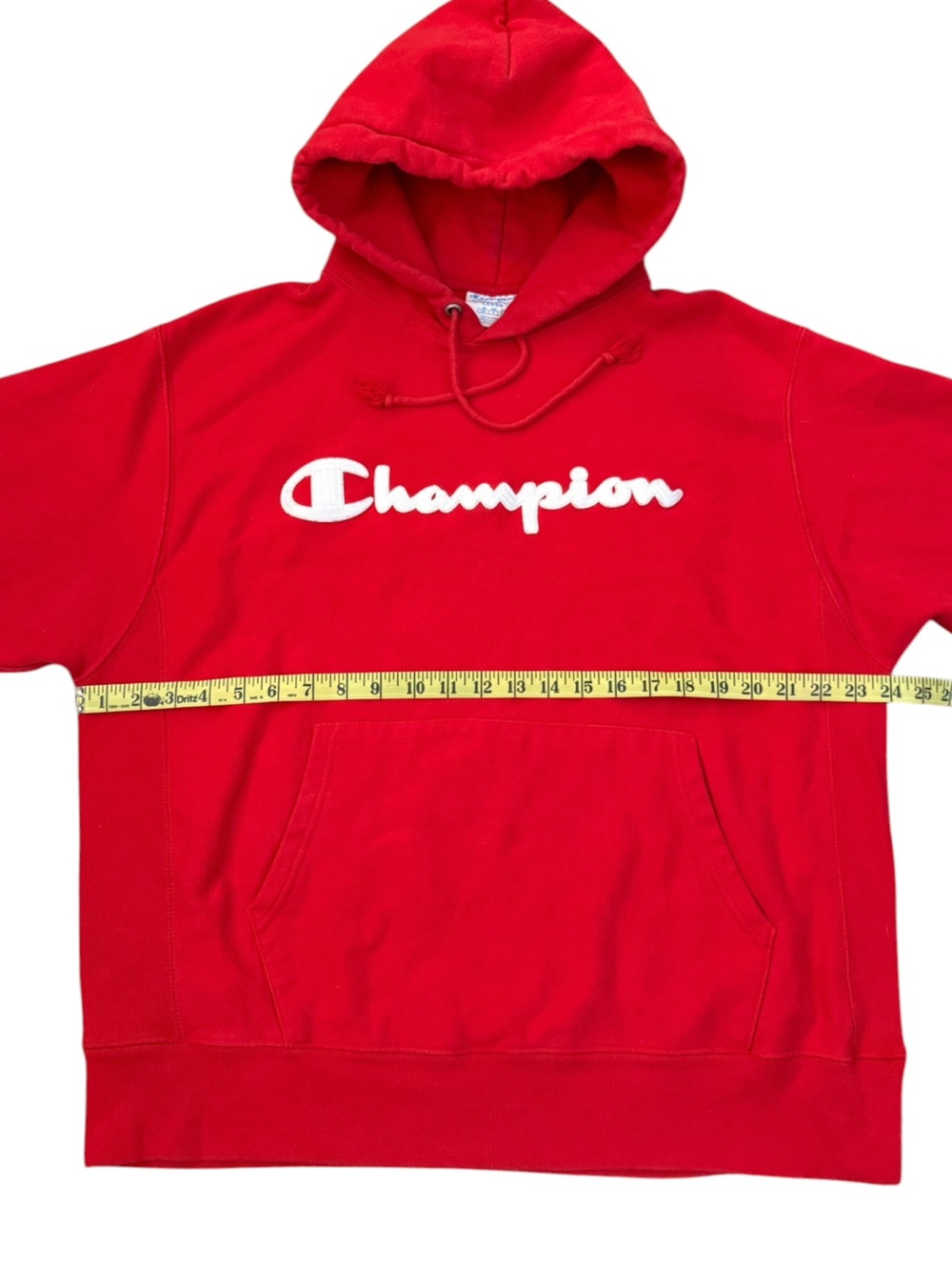 Champion Reverse Weave Red Script Logo Hoodie Large - Picture 12 of 15